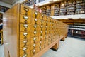 Vintage wooden Library Card Catalog Drawers at State Library of New South Wales.